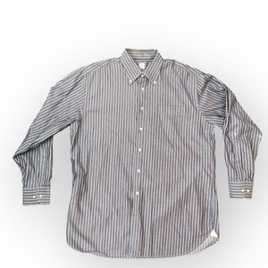 Peter Millar Men's Dress Shirt Sz L Purple Striped Button Up Long Sleeve Elastic